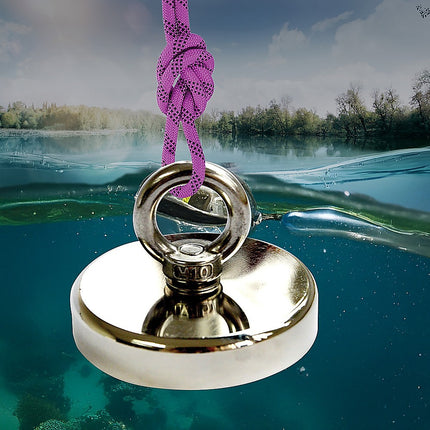 Round Neodymium Fishing Magnet with Countersunk Hole and Eyebolt, 500 LBS pull 5