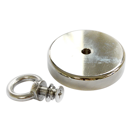 Round Neodymium Fishing Magnet with Countersunk Hole and Eyebolt, 500 LBS pull 4