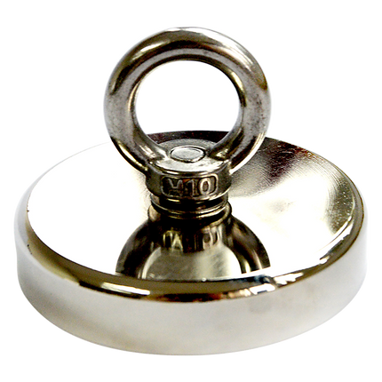 Round Neodymium Fishing Magnet with Countersunk Hole and Eyebolt, 500 LBS pull 7