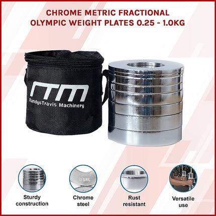 Chrome Metric Fractional Olympic Weight Plates 0.25 to 1kg Set 3