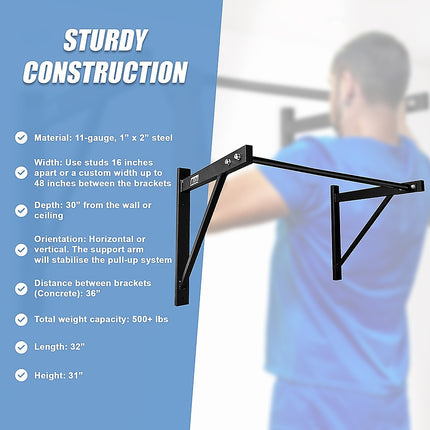 Wall Mounted Pull Up Bar – Heavy Duty Chin Up Station for Home Upper Body Training 10