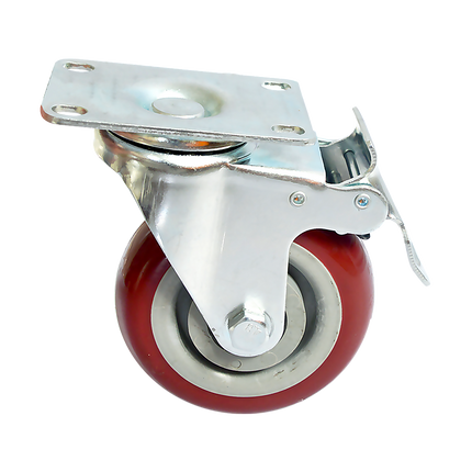 4 x 4" Heavy Duty PU Swivel Castor Wheels With Brake 4