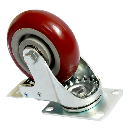 4 x 4" Heavy Duty PU Swivel Castor Wheels With Brake 5