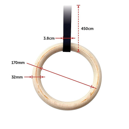 202mm Wooden Gymnastic Rings – Olympic Gym Strength Training & Fitness 8
