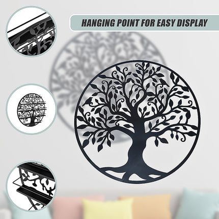 Black Tree of Life Wall Art Hanging Metal Iron Sculpture Garden 99cm 6