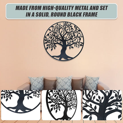 Black Tree of Life Wall Art Hanging Metal Iron Sculpture Garden 99cm 7