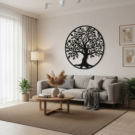 Black Tree of Life Wall Art Hanging Metal Iron Sculpture Garden 99cm 12