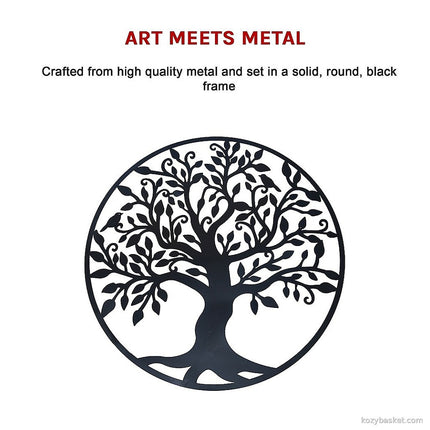 Black Tree of Life Wall Art Hanging Metal Iron Sculpture Garden 99cm