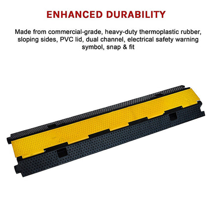 3pcs 2-Cable Rubber Electrical Wire Cover Heavy Duty Protector Dual Channel 11