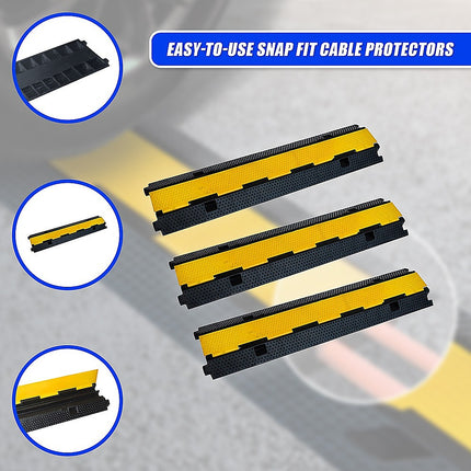 3pcs 2-Cable Rubber Electrical Wire Cover Heavy Duty Protector Dual Channel 8