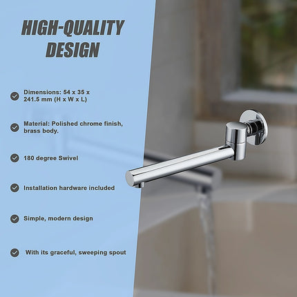 240mm Brass Bath Safety Spout Swivel 11