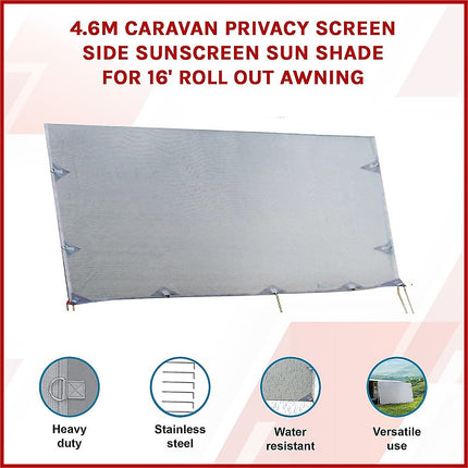 4.6m Caravan Privacy Screen Side Sunscreen Sun Shade for 16' Roll Out Awning 3