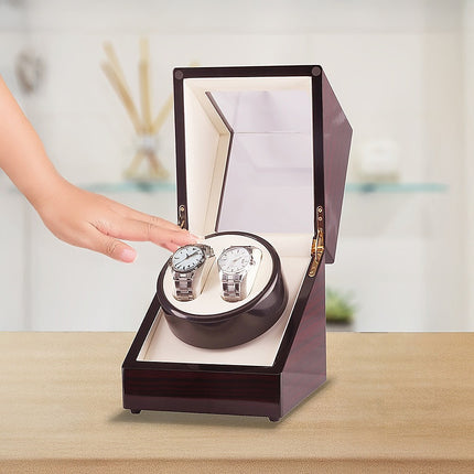 Automatic Dual Watch Winder Wood Display Box Case Motor Rotation Storage 2