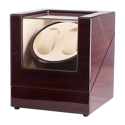 Automatic Dual Watch Winder Wood Display Box Case Motor Rotation Storage 4