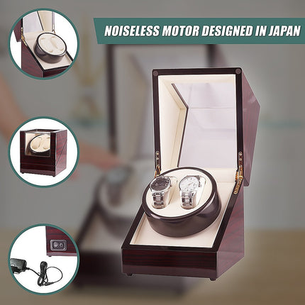 Automatic Dual Watch Winder Wood Display Box Case Motor Rotation Storage 8