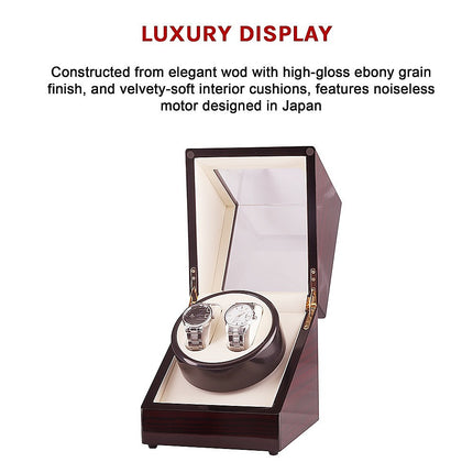 Automatic Dual Watch Winder Wood Display Box Case Motor Rotation Storage 11