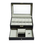 12 Grids Watch Display Case Leather jewellery Storage Box Organiser Lock Key
