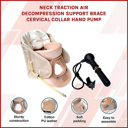 Neck Traction Air Decompression Support Brace Cervical Collar Hand Pump 3