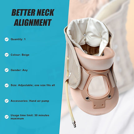 Neck Traction Air Decompression Support Brace Cervical Collar Hand Pump 10