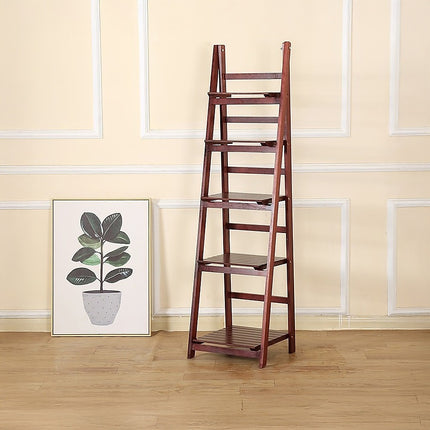 5 Tier Wooden Ladder Shelf Stand Storage Book Shelves Shelving Display Rack 2