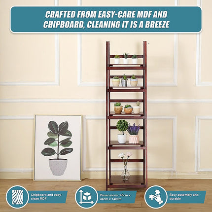 5 Tier Wooden Ladder Shelf Stand Storage Book Shelves Shelving Display Rack 9