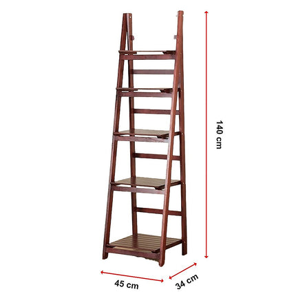 5 Tier Wooden Ladder Shelf Stand Storage Book Shelves Shelving Display Rack 12