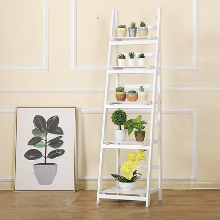 5 Tier Wooden Ladder Shelf Stand Storage Book Shelves Shelving Display Rack 2