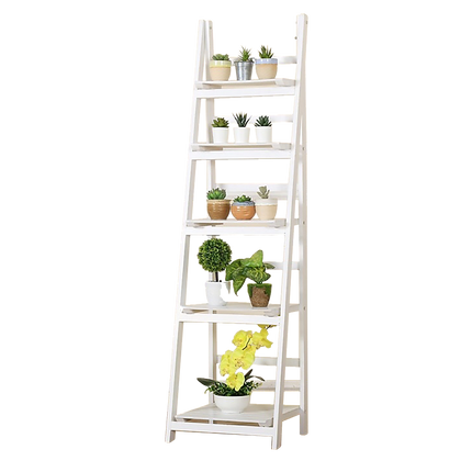 5 Tier Wooden Ladder Shelf Stand Storage Book Shelves Shelving Display Rack 5