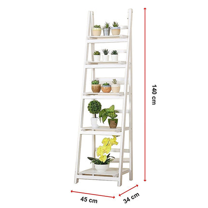 5 Tier Wooden Ladder Shelf Stand Storage Book Shelves Shelving Display Rack 8