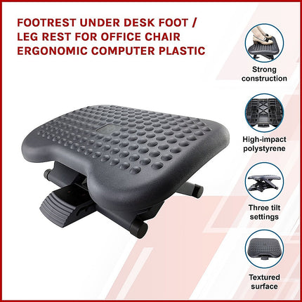 Footrest Under Desk Foot / Leg Rest for Office Chair Ergonomic Computer Plastic 3