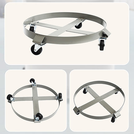 Drum Dolly 450kg 55 Gallon w Swivel Casters Heavy Duty Steel Frame Non Tipping 7