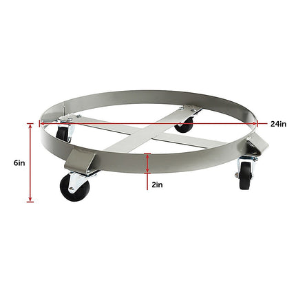 Drum Dolly 450kg 55 Gallon w Swivel Casters Heavy Duty Steel Frame Non Tipping 12