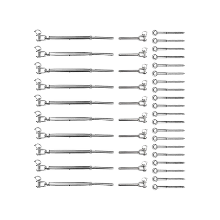 Stainless Steel Wire Rope DIY Balustrade Kit Jaw/Swage Fork Turnbuckle - 10 pack