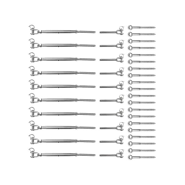 Stainless Steel Wire Rope DIY Balustrade Kit Jaw/Swage Fork Turnbuckle - 10 pack