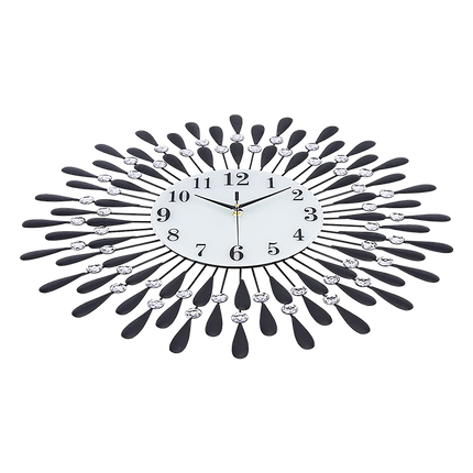 Large Modern 3D Crystal Wall Clock Luxury Art Metal Round Home Decor 6