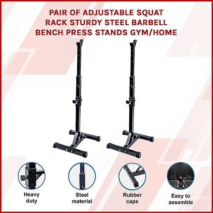Adjustable Squat Rack Pair Steel Barbell Bench Press Stands Gym Home 2