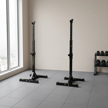Adjustable Squat Rack Pair Steel Barbell Bench Press Stands Gym Home 8