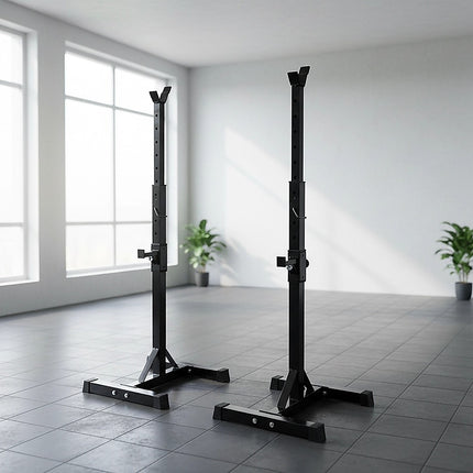 Adjustable Squat Rack Pair Steel Barbell Bench Press Stands Gym Home 10