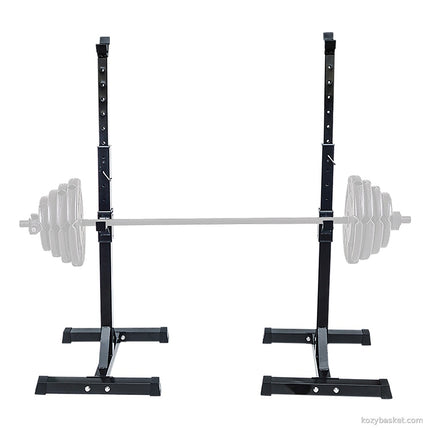 Adjustable Squat Rack Pair Steel Barbell Bench Press Stands Gym Home