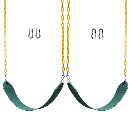 2 Pack Heavy Duty Playground Swing Seats with 66 Inch Plastic Coated Chains for Outdoor Backyard Play