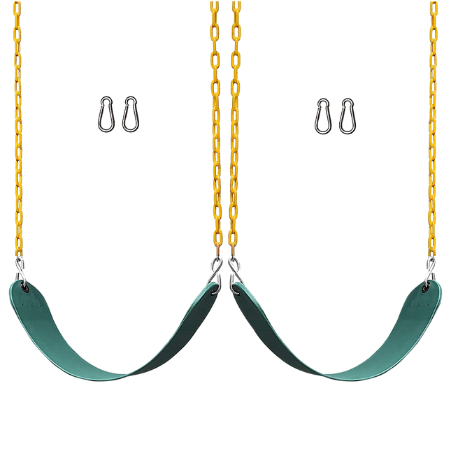 2 Pack Heavy Duty Playground Swing Seats with 66 Inch Plastic Coated Chains for Outdoor Backyard Play