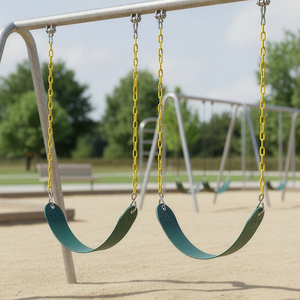 2 Pack Heavy Duty Playground Swing Seats with 66 Inch Plastic Coated Chains for Outdoor Backyard Play 2