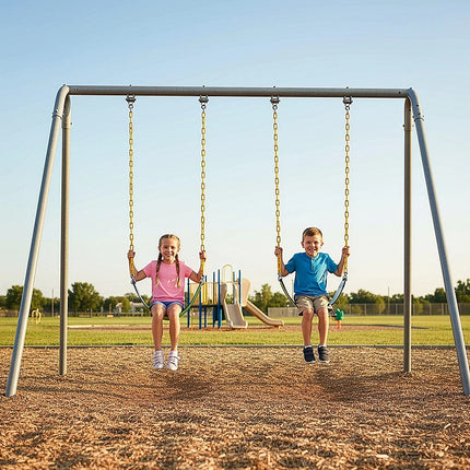 2 Pack Heavy Duty Playground Swing Seats with 66 Inch Plastic Coated Chains for Outdoor Backyard Play 6