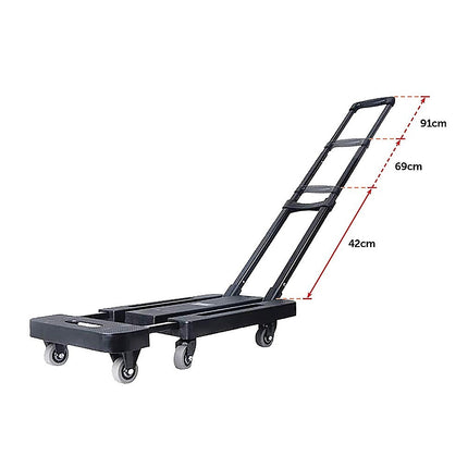 Foldable Hand Flatbed Trolley Cart 6 x 360 Degree Rotating Wheels with Maximum Load 200Kg 13