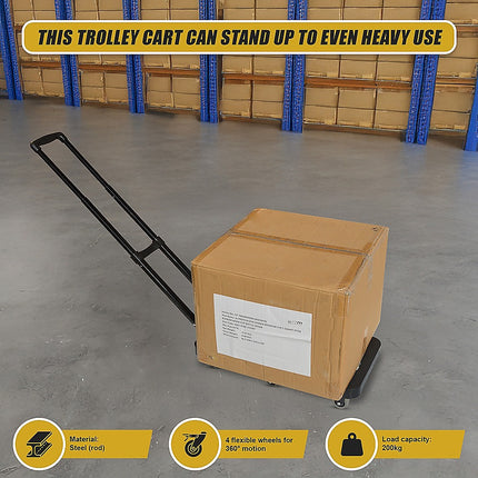 Foldable Hand Flatbed Trolley Cart 6 x 360 Degree Rotating Wheels with Maximum Load 200Kg 10