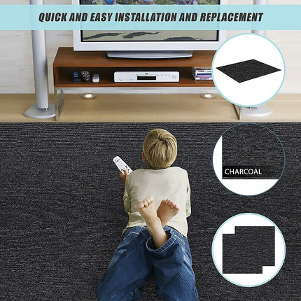 5m2 Box of Premium Carpet Tiles Commercial Domestic Office Heavy Use Flooring Charcoal 9