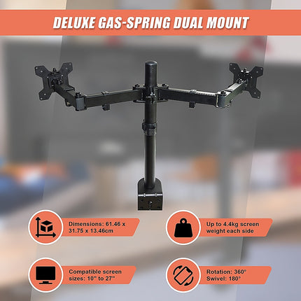 Dual LCD Monitor Desk Mount Stand Adjustable Fits 2 Screens Up To 27" 8
