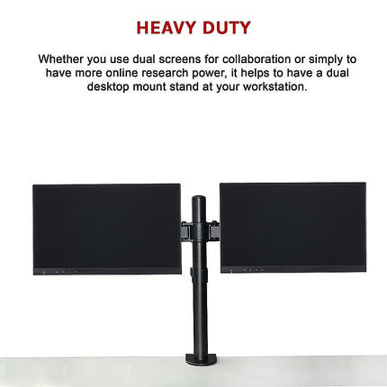Dual LCD Monitor Desk Mount Stand Adjustable Fits 2 Screens Up To 27" 10