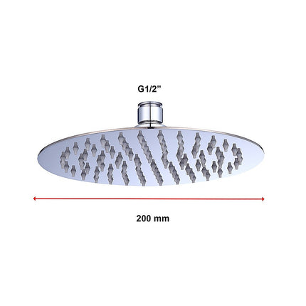 200mm Shower Head Round 304SS Polished Chrome Finish 11