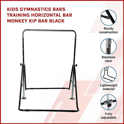 Kids Gymnastics Bars Training Horizontal Bar Monkey Kip Bar Black 3